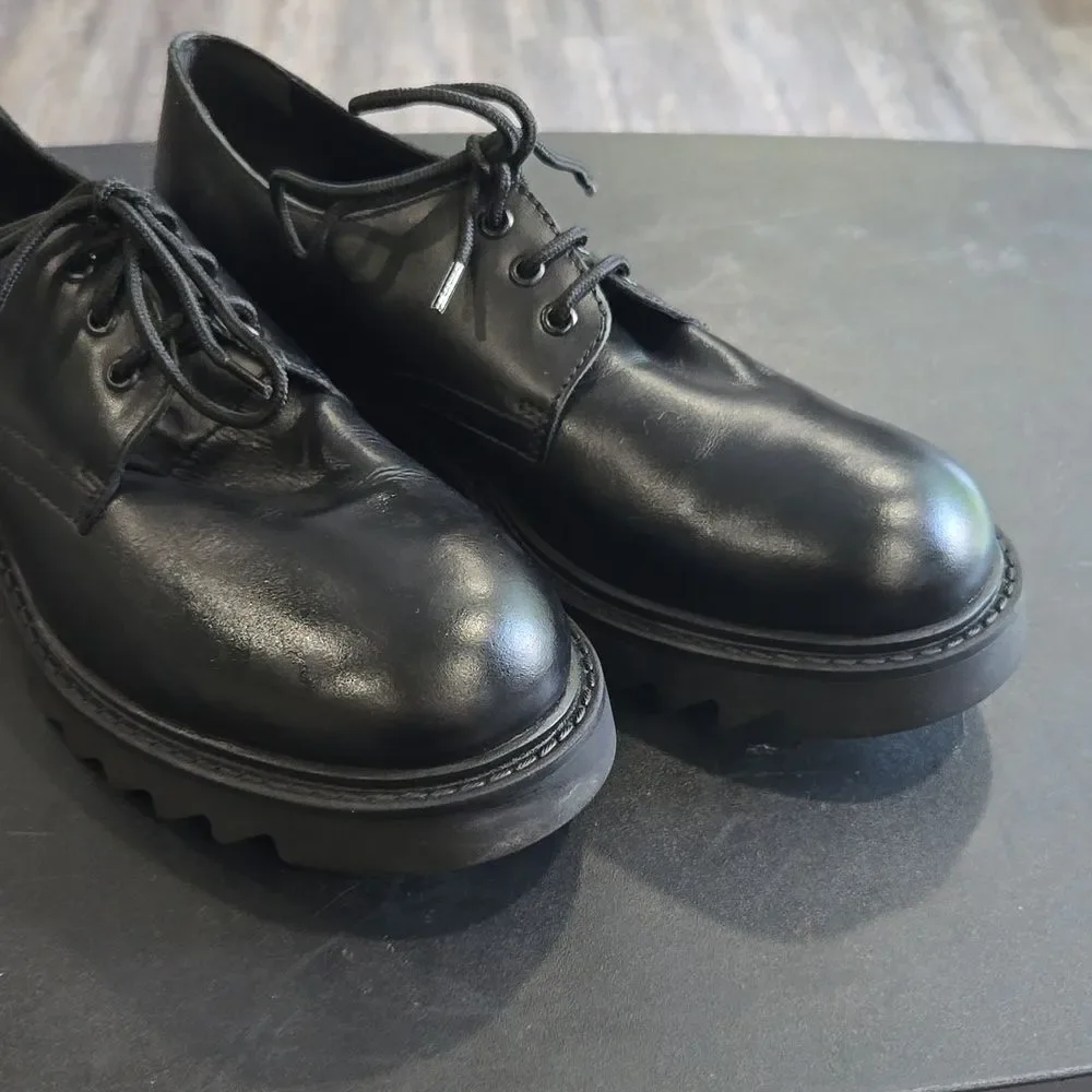 🐢 Zara Patent Leather Derby Platform Shoes